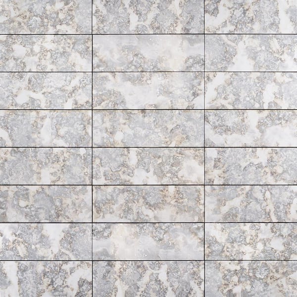 Lana Silver 6 in. x 18 in. Antique Glass Wall Tile (6 sq. ft. / case)