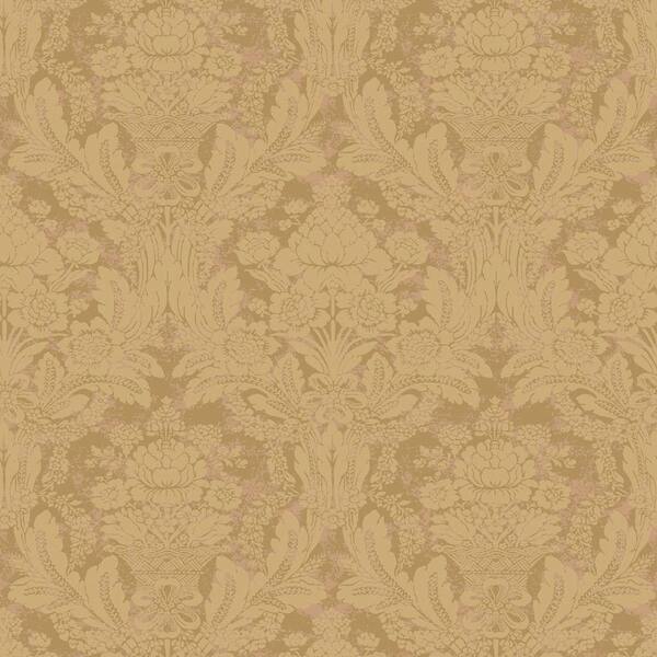 The Wallpaper Company 56 sq. ft. Beige Damask Wallpaper-DISCONTINUED