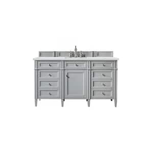 Brittany 60.0 in. W x 23.5 in. D x 34 in. H Bathroom Vanity in Urban Gray with Ethereal Noctis Quartz Top