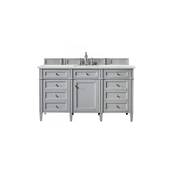 James Martin Vanities Brittany 60.0 in. W x 23.5 in. D x 34 in. H Bathroom Vanity in Urban Gray with Ethereal Noctis Quartz Top