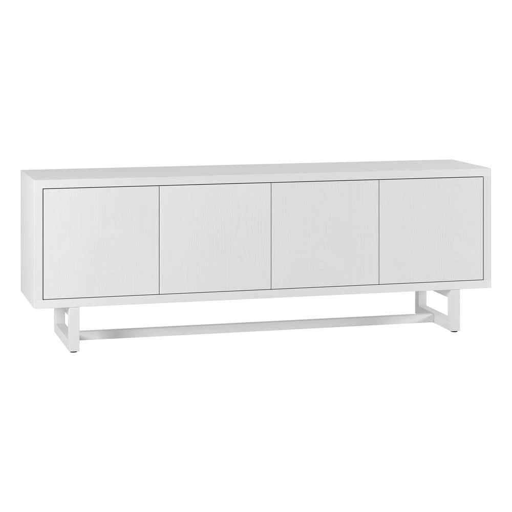 White Modern Rectangular TV Stand with Cabinets, 68"
