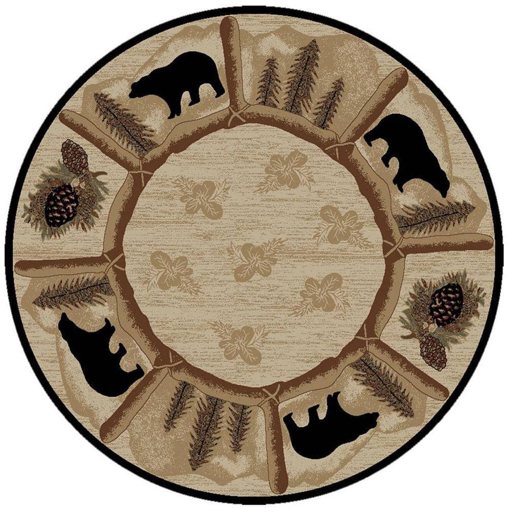 Mayberry Rug Hearthside Toccoa Lodge Multi 5 ft. Round Woven Animal ...