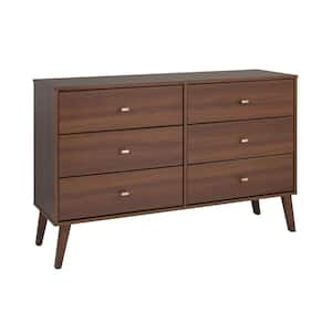 Milo Mid Century Modern 6-Drawer Dresser 33 in. H x 52.25 in. W x 16 in. D