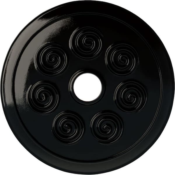 Ekena Millwork 25-1/4 in. x 4 in. ID x 2 in. Spiral Urethane Ceiling Medallion (Fits Canopies up to 4 in.), Black Pearl