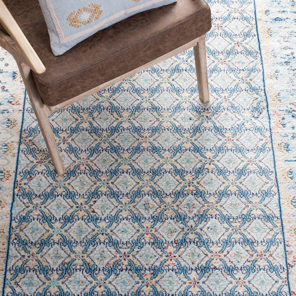 SAFAVIEH Brentwood Blue/Yellow 5 ft. x 8 ft. Multi-Border