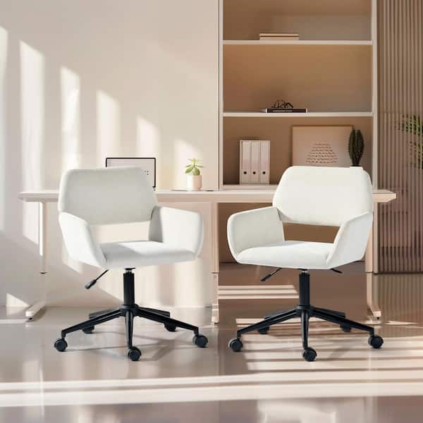 Homy Casa Rosv Fabric White Accent Chair with Ergonomic Design, Upholstery for Living Room (Set of 2)