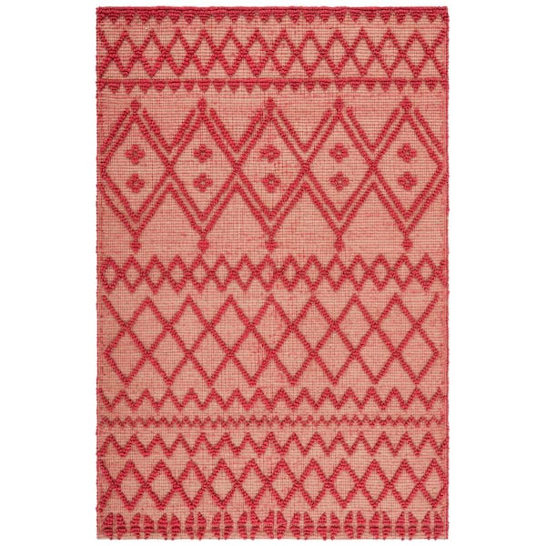 SAFAVIEH Natural Fiber Red/Beige 5 ft. x 8 ft. Chevron High-Low Area Rug