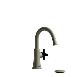 Momenti Single-Handle Single-Hole Bathroom Faucet with Drain Kit Included in Brushed Nickel/Black
