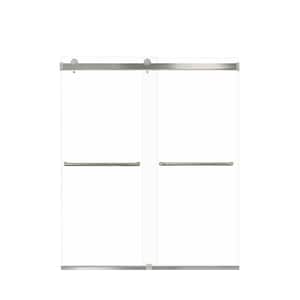 Brianna 60 in. W x 70 in. H Sliding Frameless Shower Door in Brushed Stainless Finish with Clear Glass