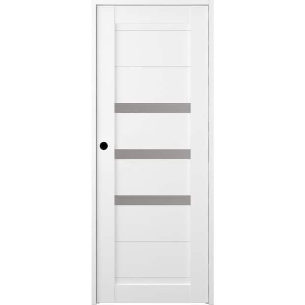 Belldinni Dora 24 in. x 83,25 in. Right-Hand Frosted Glass Bianco Noble Solid Core Wood Composite Single Prehung Interior Door