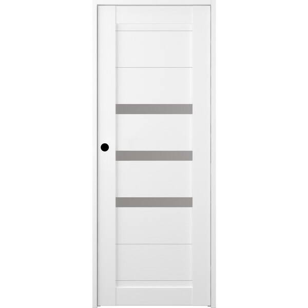 Belldinni Dora 32 in. x 83,25 in. Right-Hand Frosted Glass Bianco Noble Solid Core Wood Composite Single Prehung Interior Door