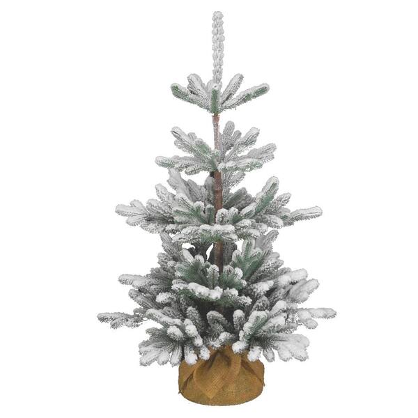 National Tree Company 3-1/2 ft. Feel-Real Snowy Imperial Blue Spruce Tree with Bark Pole in Burlap Base
