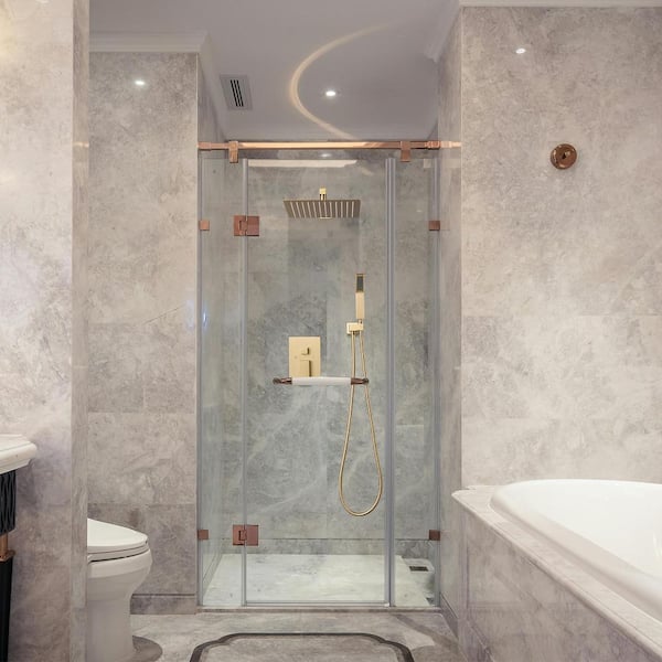 12 in. Rain Single Handle 1-Spray Shower Faucet Kit Handheld Combo w/ Valve 1.8 GPM Adjustable Dual Shower Heads in Gold