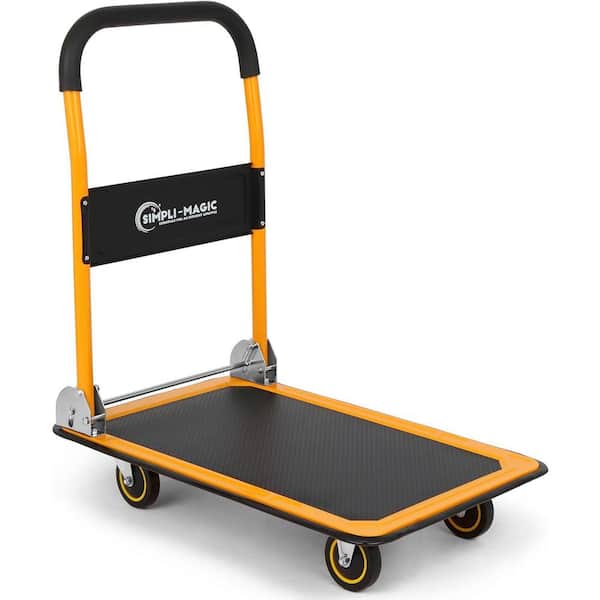 330 lbs. Weight Capacity Push Cart Dolly Moving Platform Hand Truck, Foldable for Easy Storage 360° Swivel Wheel