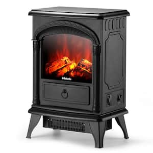 Suburbs 22 in. Freestanding Electric Fireplace Stove with Realistic Dancing Flame Effect and Thermostat in Black