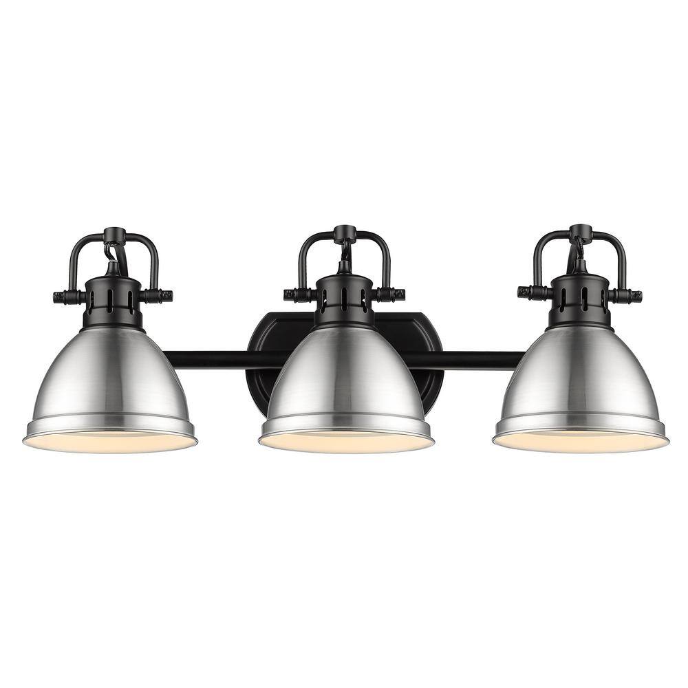 Transitional Black and Bronze 3-Light Outdoor Vanity Fixture