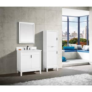 Emma 31 in. W x 22 in. D Bath Vanity in White with Engineered Stone Vanity Top in Cala White with White Basin