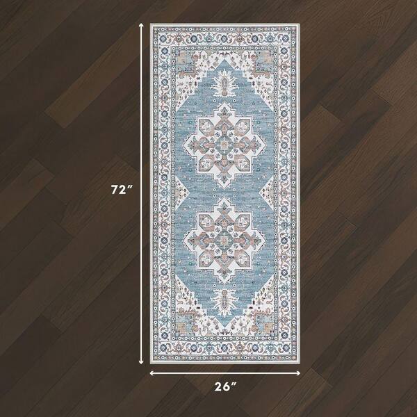 Laura Ashley Florence Chenille Blue 2 ft. x 5 ft. Woven Oriental