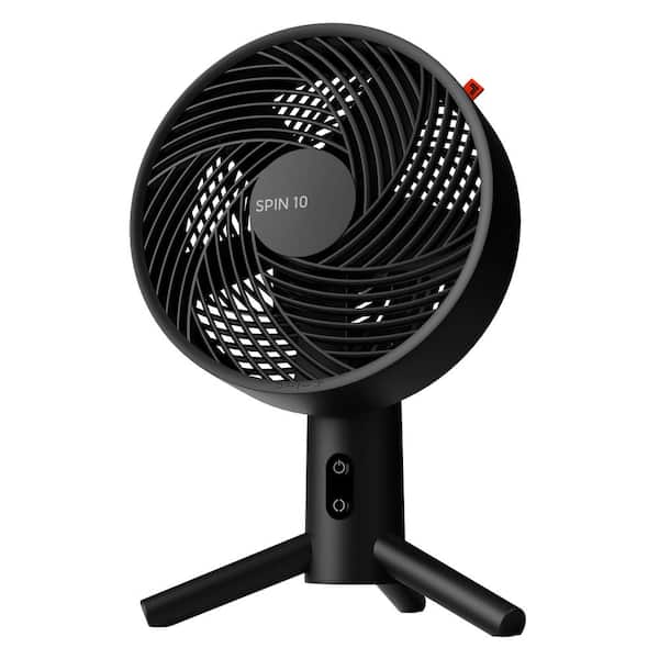 SHARPER IMAGE SPIN10 10" 3-Speed Oscillating Table Fan, Black