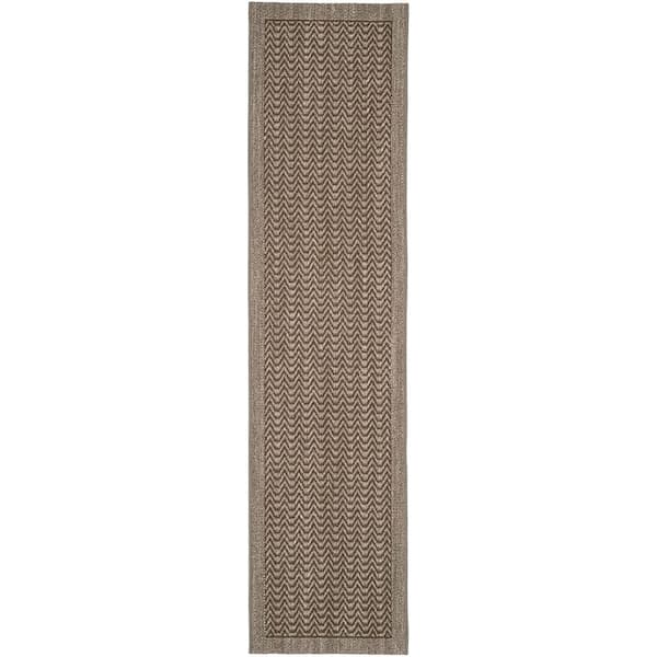 Palm Beach 2 ft. x 12 ft. Silver Solid Color Border Runner Rug