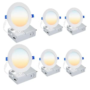 6 in. Night Light 60-Watt Equivalent Recessed LED Downlight Integrated Night Light, Canless with Junction Box (6-PacK)
