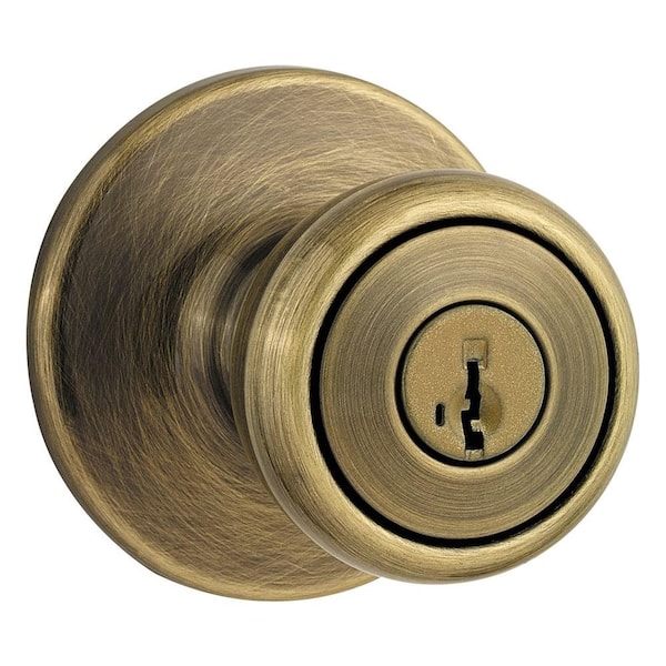 Kwikset Tylo Antique Brass Keyed Entry Door Knob