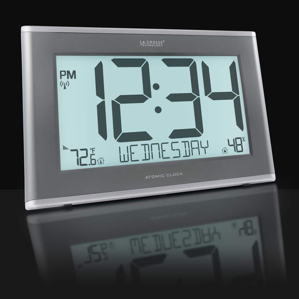 Extra-Large Gray Atomic Digital Wall Clock with Backlight