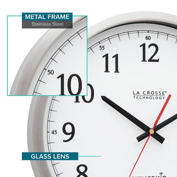 La Crosse Technology 14 Inch UltrAtomic Silver Metal Analog La Crosse Technology 14 Inch UltrAtomic Silver Metal Analog