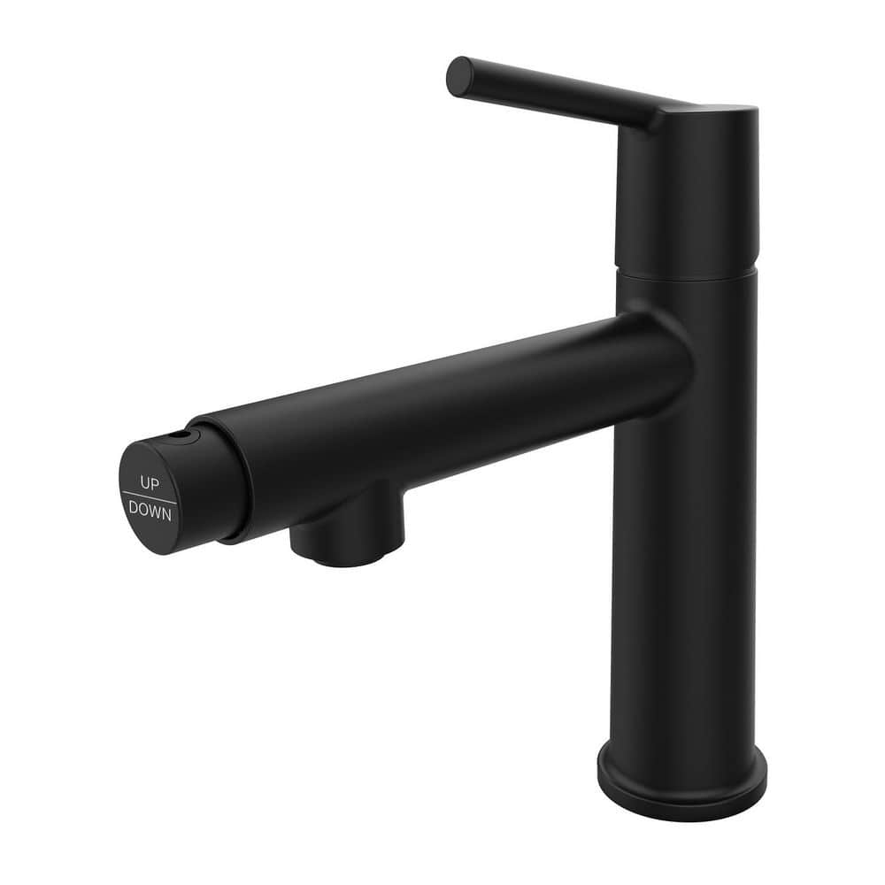 9.21 in. H Single Handle Single Hole Bathroom Faucet with Fountain and Flow Mode in Matte Black price history on PriceWatchPro