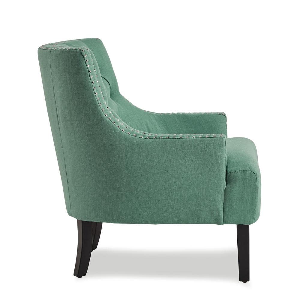 Teal Transitional Diamond Tufted Accent Chair with Nailhead Trim