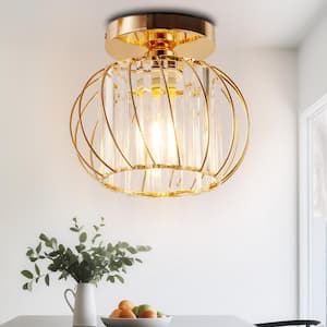 10 in. 1-Light Gold Modern Semi Flush Mount Ceiling Light for Foyer, Closet, Entryway, Kitchen, Bedroom, Dining Room