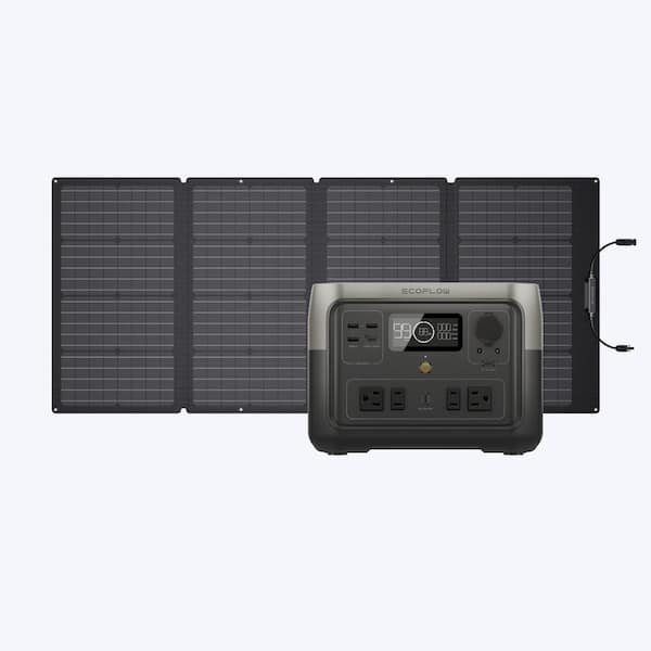 EcoFlow 500W Output/1000W Peak Push-Button Start Solar Generator RIVER 2 Max with 160W Solar Panel