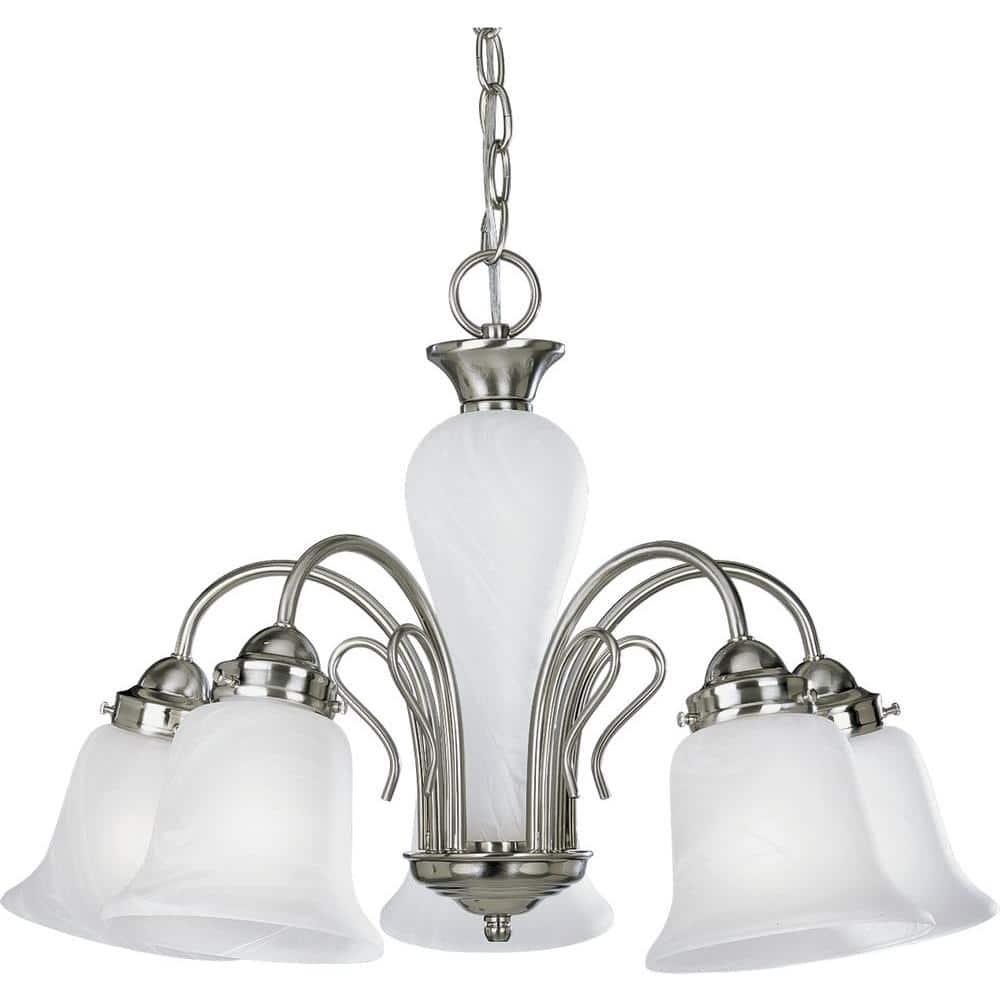Bedford Brushed Nickel 5-Light Chandelier with Alabaster Glass Shades
