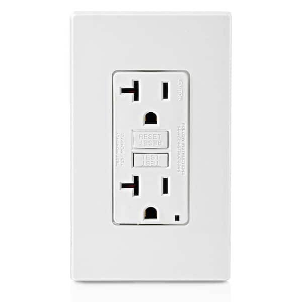 20 Amp 125-Volt Duplex Self-Test Slim GFCI Outlet, White (4-Pack) GFNT2-4W