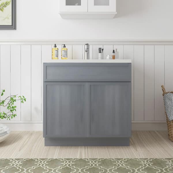 Vanity Art 39 in. W x 21 in. D x 32.5 in. H 2-Doors Bath Vanity Cabinet without Top in Smoky Gray