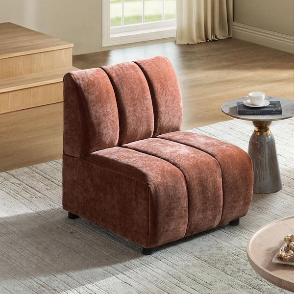 Josue 28 in. Armless 1-piece Polyester Modern Sectional Sofa in Rust