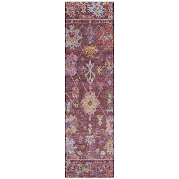 Chantille Machine Washable Indoor/Outdoor Abstract ACN2234 Burgundy 2 ft. 3 in. x 7 ft. 6 in. Runner Rug