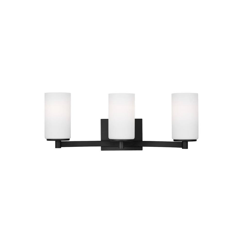 Hettinger 20 in. 3-Light Matte Black Transitional Contemporary Wall Bathroom Vanity Light with White Glass Shades price history on PriceWatchPro