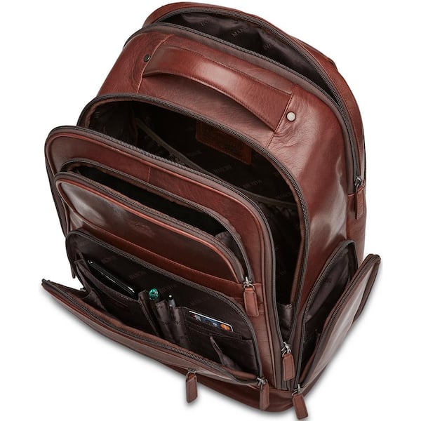 MANCINI Buffalo Collection 15.6 in. Leather Backpack for Laptop-99-5472-BN - The Home