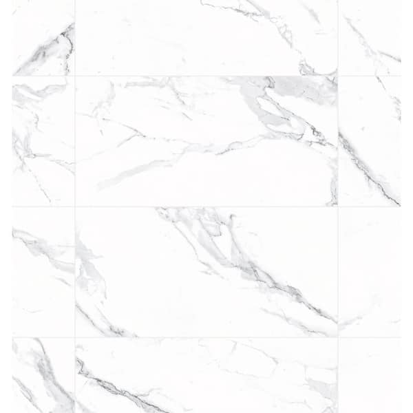 Carrara 12 in. x 24 in. Polished White Porcelain Marble Look Floor and Wall Tile (2 sq. ft./Each)