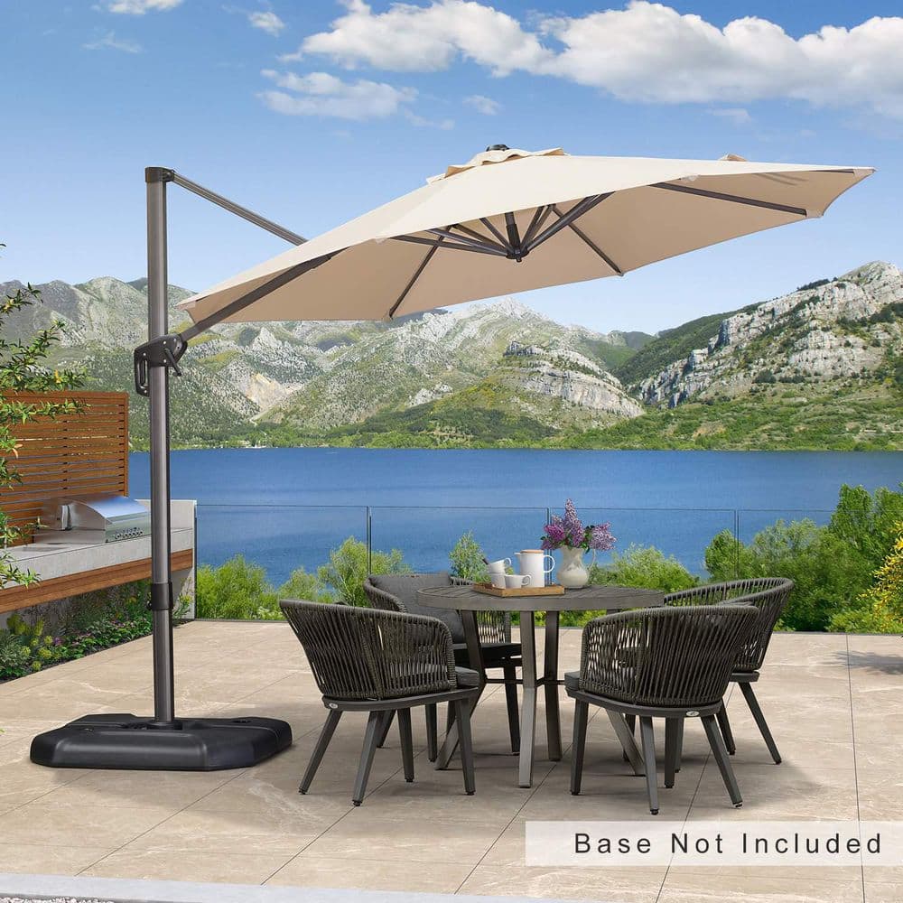 10 ft. Octagon Outdoor Patio Cantilever Umbrella Aluminum Offset 360° Rotation Umbrella in Beige price history on PriceWatchPro