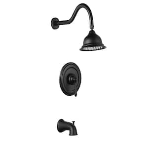 Vintage Single Handle 1-Spray Shower Faucet 1.8 GPM with Pressure Balance and Tub Spout in. Matte Black (Valve Included)