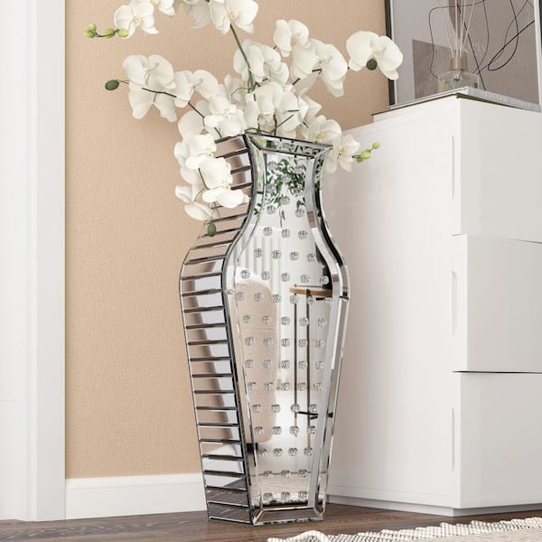 THKSHOUZ 28 in. Extra Large Floor Vase Mirrored Tall Vases Glass Decorative Vase for Dried Flowers