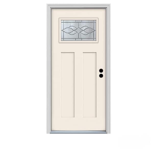 JELD-WEN 36 in. x 80 in. 1 Lite Craftsman Carillon Primed Fiberglass Prehung Left-Hand Inswing Front Door with Brickmould