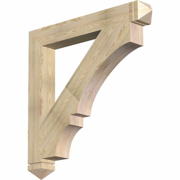 Ekena Millwork 6 in. x 48 in. x 48 in. Douglas Fir Balboa Arts and Crafts Rough Sawn Bracket