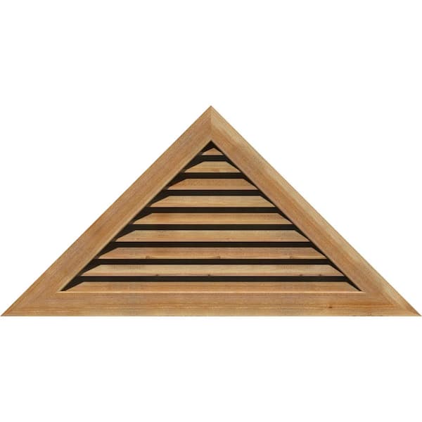 Ekena Millwork 59" x 22.125" Triangle Rough Sawn Western Red Cedar Wood Gable Louver Vent Functional