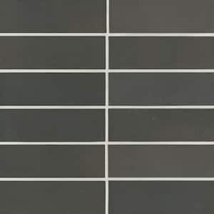 Celine Rectangle 2 in. x 6 in. Matte Black Porcelain Floor Tile (5.33 sq. ft./Case)