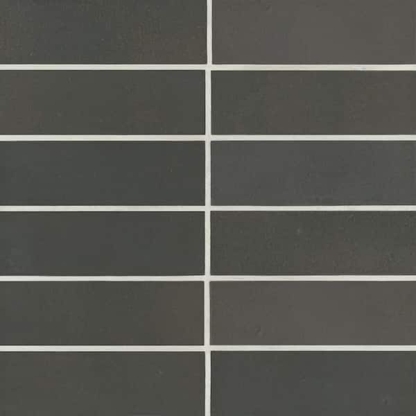 Bedrosians Celine Rectangle 2 in. x 6 in. Matte Black Porcelain Floor Tile (5.33 sq. ft./Case)