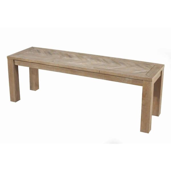 Benjara Brown Backless Bedroom Bench with Block Legs 60 in.