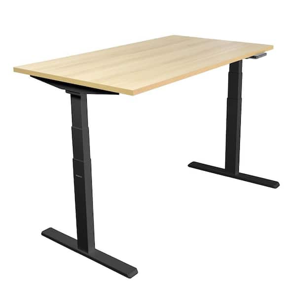 55 in. Rectangular Dual Motor Electric Standing Desk with Maple Tabletop
